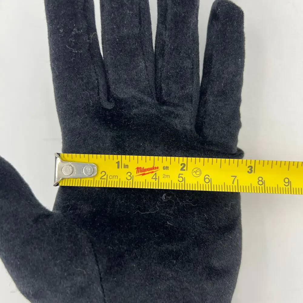 Cornelia James Stretch Velvet Long Black Gloves Bow Details Vintage Dollette